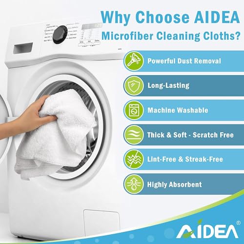 AIDEA 24-Pack White Microfiber Cleansing Cloths - Absorbent, Lint-Free, Scratch-Free, and Streak-Free Dish Towels and Bar Rags (11.5 in. x ...)