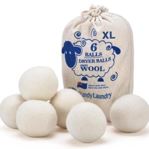 Handy Wool Dryer Balls – Eco-Pleasant Cloth Softener, Reusable, Minimizes Wrinkles and Drying Time, Superior to Plastic Balls and Liquid Softeners