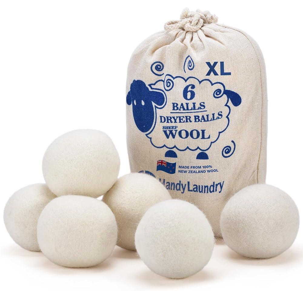 Handy Wool Dryer Balls – Eco-Pleasant Cloth Softener, Reusable, Minimizes Wrinkles and Drying Time, Superior to Plastic Balls and Liquid Softeners