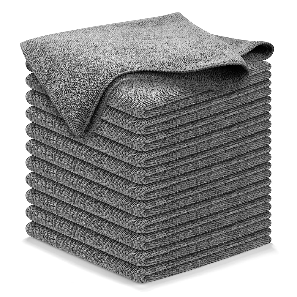 Gray Microfiber Cleansing Cloths – Set of 12 (12.5″x12.5″) – Excessive Efficiency, Extremely Absorbent Towels for Streak-Free Shine – 1200 Washes – Supreme for Vehicles and Extra