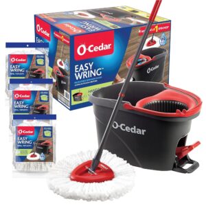 O-Cedar EasyWring Microfiber Spin Mop and Bucket Cleansing System with 3 Bonus Refills