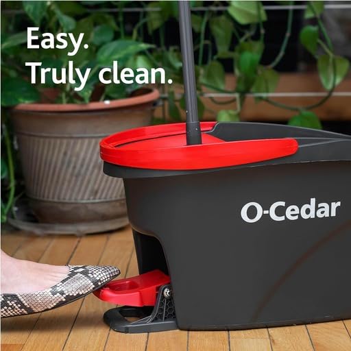 O-Cedar EasyWring Microfiber Spin Mop and Bucket Cleansing System with 3 Bonus Refills