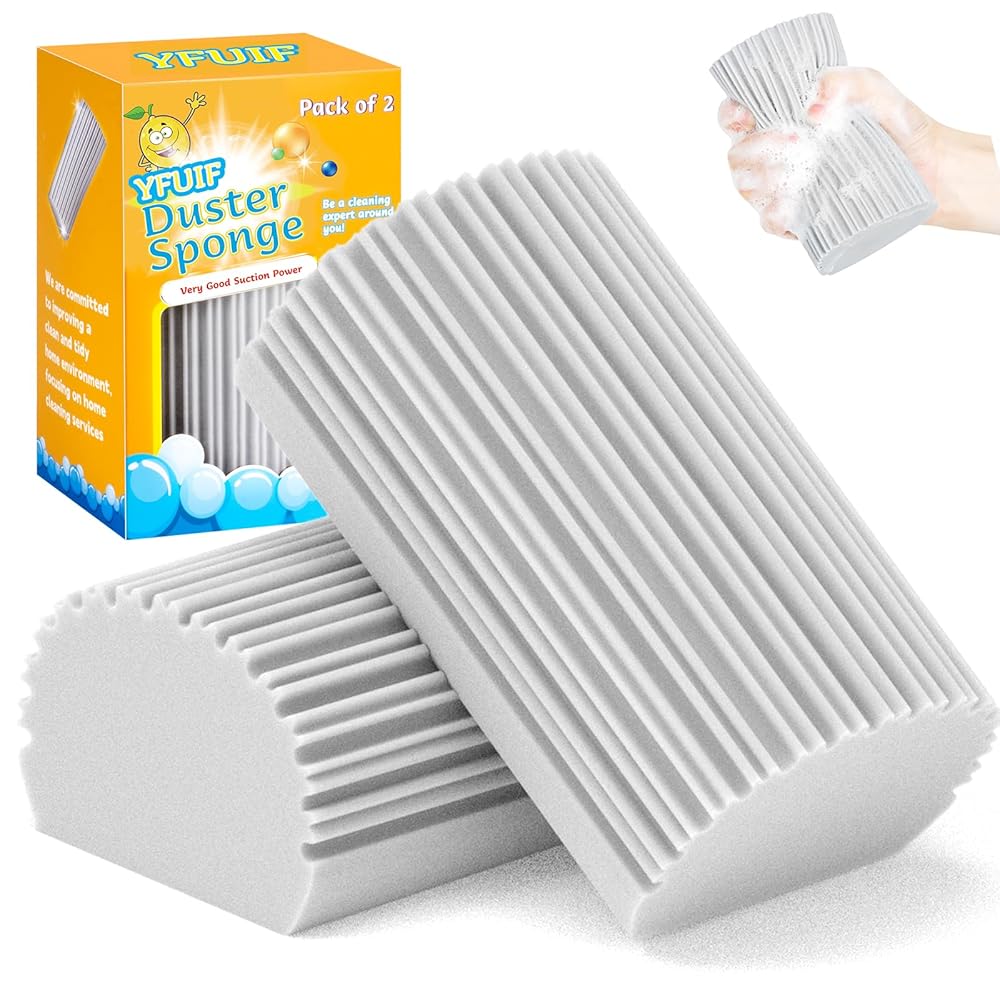 Set of two Damp Cleansing Duster Sponges, Magic Eraser Instrument for Baseboards, Supreme for Cleansing Blinds, Glass, Vents, Railings, Mirrors, Window Tracks, and Taps