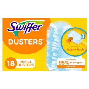 Swiffer Dusters Refill – Disposable Feather & Microfiber Duster Various for Cleansing Mud from Furnishings, Blinds, Ceiling Followers, and Partitions; Unscented, 18 Rely, Allergy-Lowering